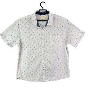 Mens Weatherproof Vintage Shirt White & Navy Short Sleeve Button Up Size XXL